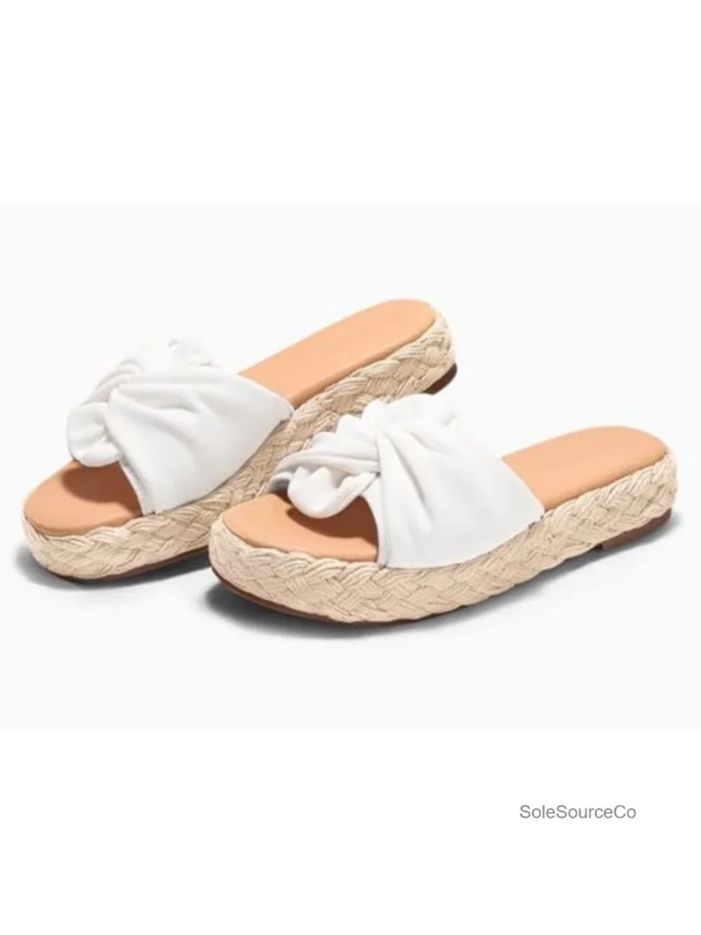 Woven Espadrille Wedge Sandals, Bow Slip-On Slides, Cushioned Beach Platform
